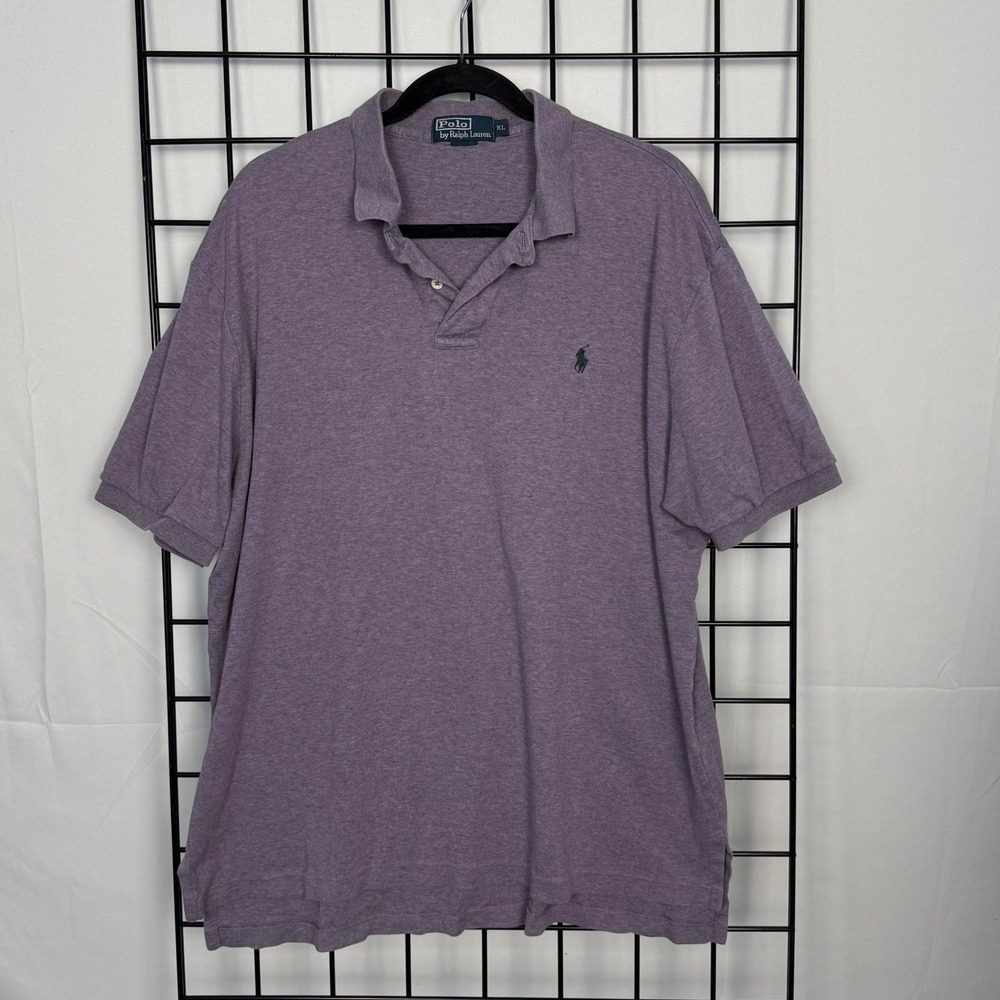 Vintage Polo Ralph Lauren Polo Shirt Mens XL Purple Heathered Short Sleeve Logo